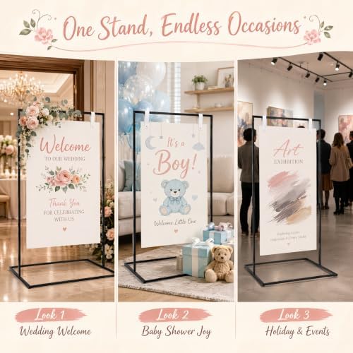 Welcome Sign Stand,50 x 30 x 20 Inch Wedding Welcome Sign - Image 2