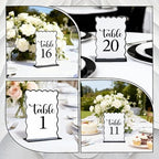 Black and White Wave Acrylic Table Number 1-20 with 20Pcs Stands, 5"x7" Table Centerpiece Decor for Indoor Outdoor Birthday Baby Shower Wedding Bridal Shower Anniversary Party Reception - Image 2