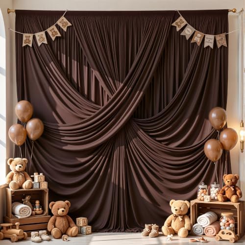 40ft x 10ft Brown Backdrop Curtains, 8 Panels Brown Drapes for Backdrop - Image 2