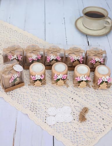 10 wooden Tealight Candle Holders for Baby Christening Party Favors, Gifts for Guests, Gender Reveal Party Gifts, Baby Girl Gender Reveal. (Light pink) - Image 2