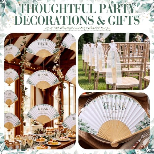 Wenqik 100 Sets Greenery Hand Folding Fans,Wedding Party Favors for Guests - Image 5