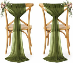 MDS Pack of 25 Chiffon Chair Sashes for Wedding & Event Décor - Olive Green by MDS