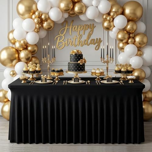 4Pack Black Spandex Tablecloth for 6FT Rectangle Table,Table Skirt - Image 5