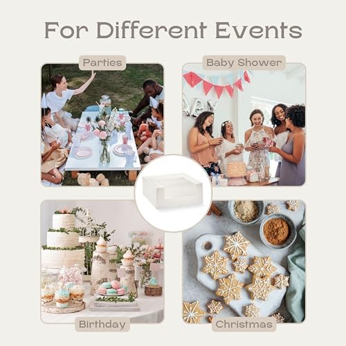 Pack of 10 Cake Boxes with Window (9.84" x 9.84" x 3.93") - Ideal for Bakery, Cookie and Donut - White Leather - Image 6