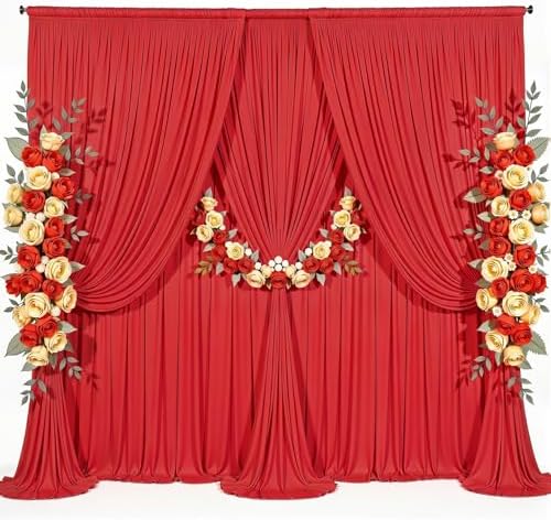 40x15ft Red Backdrop Curtains for Parties Wedding Photo Wrinkle Free Red by Suppromo