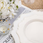 COLOSUS 60PCS Ivory Plastic Plates, Beaded Plates for Wedding Reception. - Image 6