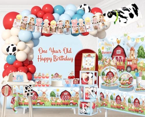Farm First Birthday Decorations for Boy,Serves 25 Guests - Image 3