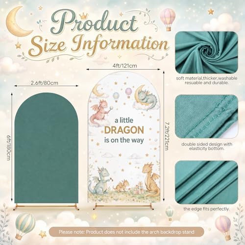 Moukeren Arch Backdrop Cover 6ft and 7.2ft for Baby Shower Party Gender Reveal Birthday Party Banquet Photo Arches Background Decorations(Green,Dragon) - Image 2