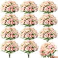 Tigeen 24 Bundles Artificial Flowers Bouquet Silk Peonies, Pink by Tigeen