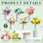 Wavwavw 6 Pcs Floral Table Centerpieces Artificial Peonies Flower with Vase - Image 5