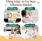 KooKooBaby Baby Monthly Milestone Blanket - 47x47 Premium Fleece Milestone Blanket for Baby Girl and Boy - Safari Animals Monthly Baby Milestone Photo Background with Felt Circle Marker - Image 4