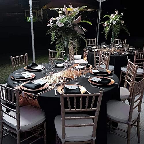 YMHPRIDE 6 Pack Round Black Tablecloth, 90 Inch Round Tablecloth - Image 4