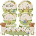 300Pcs Classic Winnie Bear Baby Shower Decorations Plates Set for 50 Guests by Lopeastar