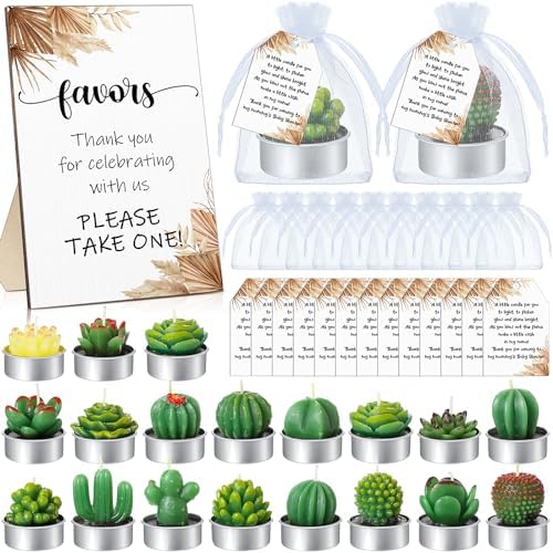 Mtlee 36 Sets Baby Shower Favors for Guest, Succulent Candle Bulk, Boho by MTLEE