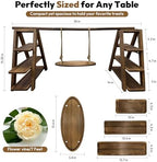 Wooden 3 Tier Cupcake Stand with Swing, Star String Lights & Champagne Flower Vine, Rustic Dessert Table Display Set, Tiered Food Serving Tray for Party, Wedding, Catering Centerpieces - Image 3
