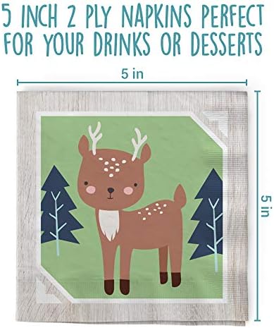 Woodland Animal Birthday Party Supply Set - 120 Piece Set - Image 5