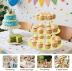 J JOYSAY Bright Yellow Pattern Acrylic Cupcake Stand 3 Tier Dessert Table Display Set Clear Cake Stands for Baby Shower Wedding Party Decorations Easy Assembly Macaron Tower - Image 7