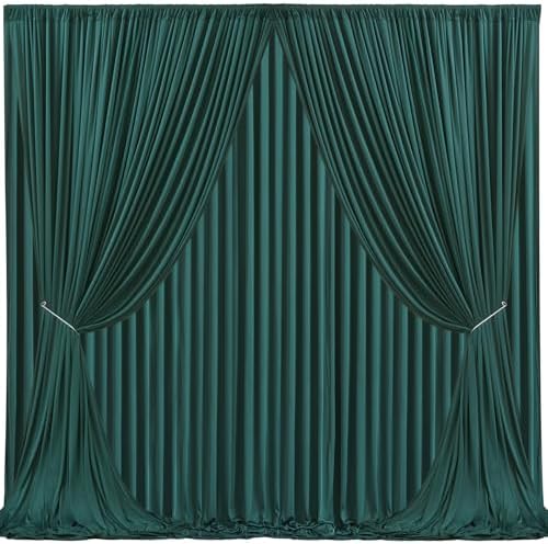 20x10ft Hunter Green Backdrop Curtain for Wedding Parties Wrinkle Free Fabric Dark Green Drapes Backdrop Decoration for Baby Shower Birthday Photography Decoration 4 Panels, 5ft x 10ft by Gogoparti
