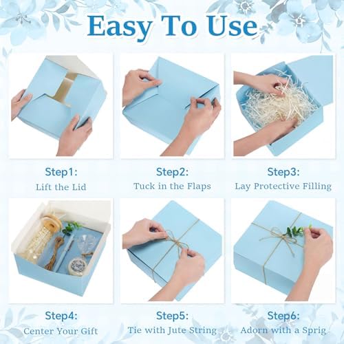 6 Set Baby Shower Prizes for Winners Gifts Baby Shower Guest Gifts Soap Pen Glass Tumbler Notebook Gift Box Packaging Wedding Bridal Game Prizes Gift Box Party Favors (Blue,Classic) - Image 4