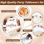 gisgfim 48 Pcs Coffee Party Plates Supplies Tableware Set Coffee Bean Birthday Party Decorations Latte Fun Cup Theme Baby Shower Table Supplies Favors Decors for 48 Guests (Pack of 3) - Image 3