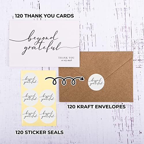 120 Heavyweight Blank Thank You Cards with Envelopes Beyond Grateful Thank You Cards, Bridal Shower, Engagement, Graduation, Wedding Bulk Pack Card with Envelopes & Stickers (4 x 6 Inches) (120 Pack) - Image 3