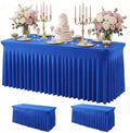 2Pack Blue Spandex Tablecloth for 6FT Rectangle Tables,Table Skirt by Baoszty