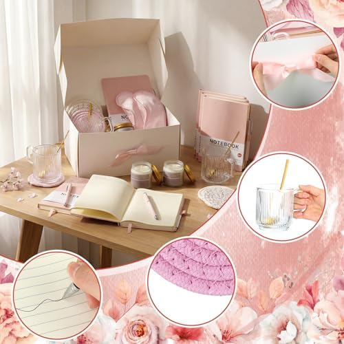 Ctosree 6 Set/48 Pcs Pink Baby Shower Game Prizes for Winners Include Ceramic Mug, Spoon, Notebook, Pen, Coaster, Scented Candle, Eye Mask and Gift Box for Wedding Bridal Baby Shower Games Prize Gift - Image 6