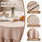 Khaki Plaid Ruffled Tablecloth 70" Round Farmhouse Checkered Gingham Table Cloth for Seat 4-6 Vintage Buffalo Plaid Decorative Table Cover for Picnic Dining Outdoor Kitchen - Image 5