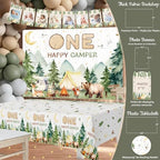 One Happy Camper Birthday Decorations, Camping first Birthday Party decorations, Camp 1st birthday Party Supplies Decor, Balloon Arch One Boxes High Chair Banner Crown Cake Topper Tablecloth Confetti - Image 4