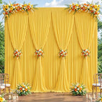 8 Panels Yellow Backdrop Curtains - Wrinkle Free Fabric Backdrop Curtain for Photoshoot, 10FT Wedding Party Photo Backdrop Drapes for Birthday Baby Shower Photography Stage Background Decorations by Shillance