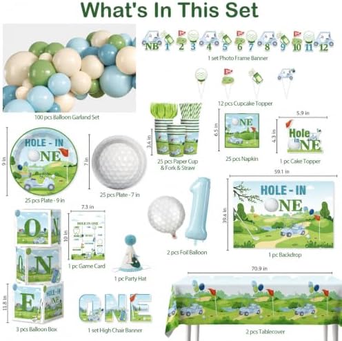 282pcs Hole in One Birthday Decorations for Golf Theme, Serves 25 - Image 2