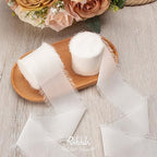 Ribbli White Chiffon Ribbon 2 Inch x 20 Yard Handmade Fringe Chiffon Silk Ribbon White Ribbon for Gifts Wrapping, Wedding Invitations, Bridal Bouquets, Flower Arrangement (Pack of 2) - Image 2