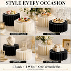 8Pack Buffet Risers, Display Stands Foldable Food Risers for Buffet, Cake Stands for Party, Dessert Table Display Set for Catering Jewelry Wedding Decor (White, Black) - Image 5