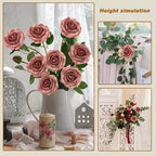 100PCS Warm Taupe Artificial Flowers Realistic Roses, Real Looking Fake Roses with Stem for DIY Wedding Bouquets Centerpieces Bridal Shower Party Home Romantic Decorations (Warm Taupe, 100pcs) - Image 4