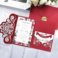 NC 50 Sets Red Laser Hollow Tri-fold Luxury Invitation Card for Wedding Invitation Holiday Dinner Party Invite Card (Red, Whole set) by NCHomeProducts