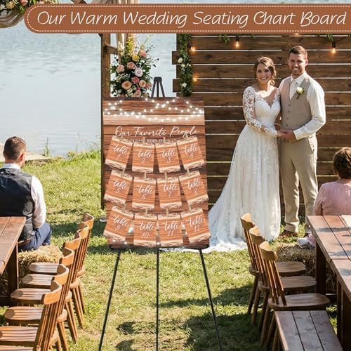 Pinkunn Wooden Wedding Seating Chart Board with Easel Display Stand 15.8 x 23.6 Inch Rustic Seating Chart Please Find Your Seat Sign for Engagement Baby & Bride Shower Wedding Sign Decor - Image 2