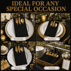 100 Pcs Black Napkins Disposable Linen Feel Dinner Paper Napkins with Built-in Flatware Pocket, Airlaid Paper Pre-Folded Napkins for Silverware Baby Shower Easter Wedding Birthday Party - Image 3