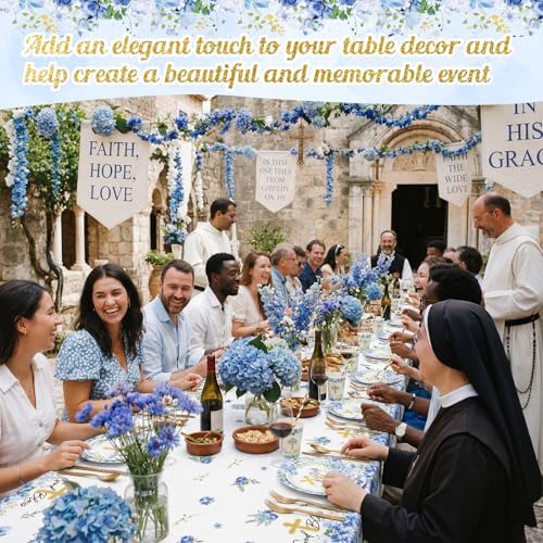 LemonRoad 452 Pcs God Bless Baptism Party Decoration Boy for 50, Baptism Confirmation Paper Plate Napkin Cup Tablecloth Cutlery Straw Tableware for Christening Baby Shower Party Supply - Image 5