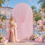 7.2FT Pink Arch Backdrop Cover Wedding Draped Arch Cover, Stretchy Spandex Balloon Backdrop Arch Stand Covers for Wedding Ceremony, Baby Shower, Photography Birthday Party Decorations - Image 2