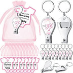 Wesiti 36 Sets Baby Shower Favor for Guests Girl Keychain with Nail Clipper and Bottle Opener Thank You Tag Card Organza Bag by Unteilti