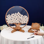 Rustic Wedding Guest Book, Personalized Guestbook Alternative with Wooden Drop Box Frame with 150 pcs Leaves, Wedding Decor for Reception Anniversary Party Engagement, Tree Guest Book (Round, Black) - Image 7