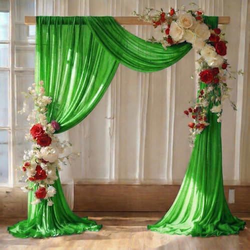 Pack of 2 Wedding Arch Drape Panel Fabric 30" x 75ft - Green by MDS