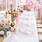 I00000 210 Clear Pink Plastic Plates Set, Pink Disposable Plates for Party - Image 6