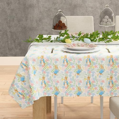 Peter Rabbit Book Woven Tablecloth 60 in x 104 in Rectangle – Large Spring Table Cover for Dining & Tea Party (100% Officially Licensed Product) by Franco Heritage by Franco