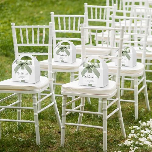 Maitys 50 Set Welcome Boxes for Wedding Guests 9x6x6 Gable Boxes Sage Green - Image 5