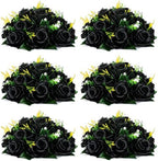NUPTIO Black Artificial Flowers, Fake Rose Bouquet Arrangement, 6 Pcs by Nuptio