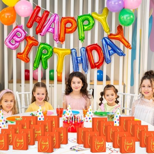 Honoson 60 Pcs Mini Thank You Gift Bag with Handle Bulk,Orange - Image 6