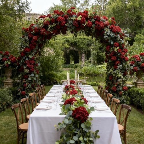 AVIVIHO 65Pcs Fake Flowers Burgundy Hydrangea Artificial Flowers Bulk (Not Squished, No Steaming Need) Silk Flowers with Stems for Wedding Decor,Home,Baby Shower,Table Centerpieces Decoration - Image 6