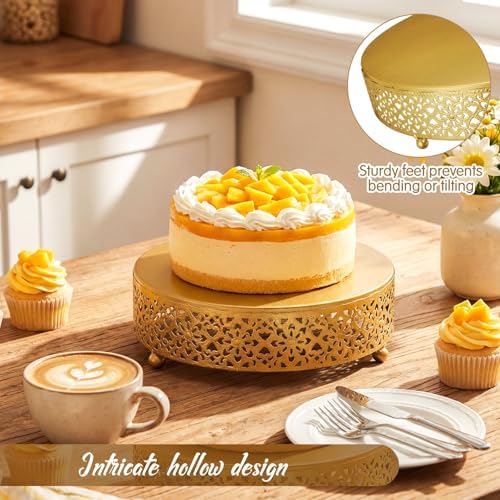 Wenqik 5 Pcs Metal Gold Cake Stand,16/14/12/10/8 in Round Cake Holder - Image 3