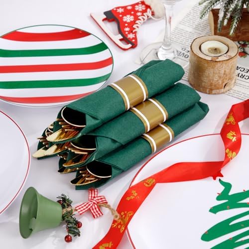 WONDERFUL 180Pcs Easy Prep Christmas Plastic Plates For Dinner Tree Design - Image 6